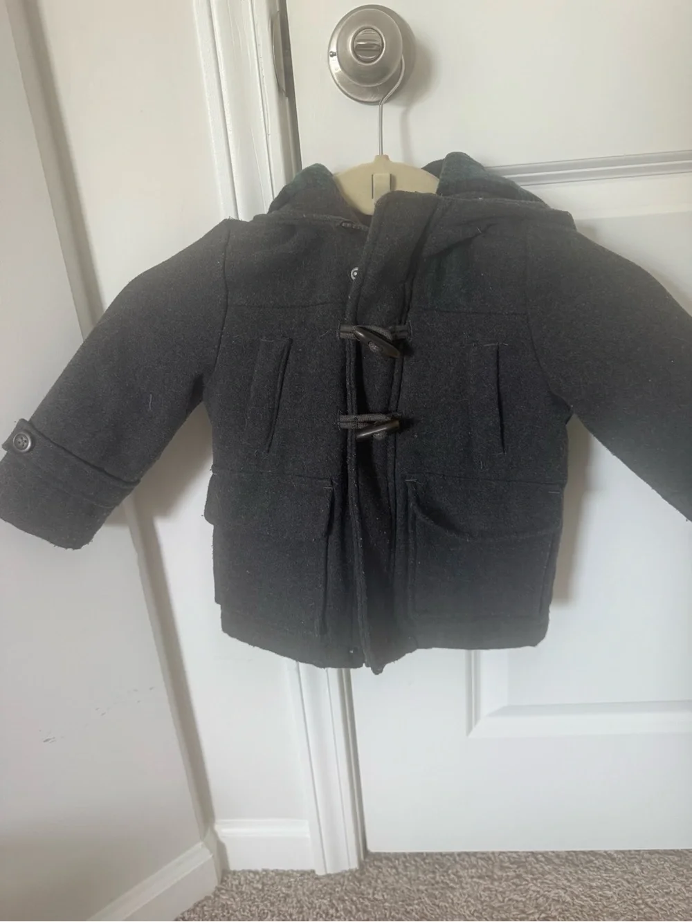 Kids Hooded Toggle Coat - gray Peacoat Toddler